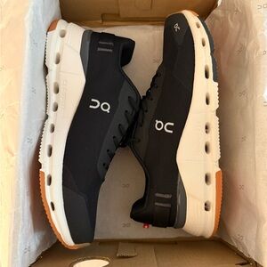 On Running Womens Cloudnova form 2 Sneakers in Black, White & Tan 7.5